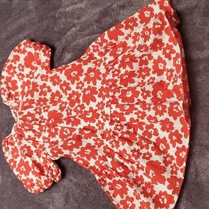 Red and white floral dress